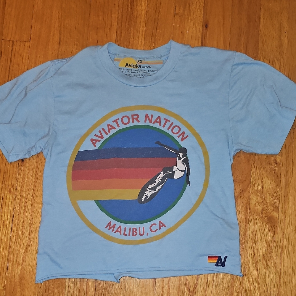 Aviator Nation Light Blue Malibu Graphic Tee